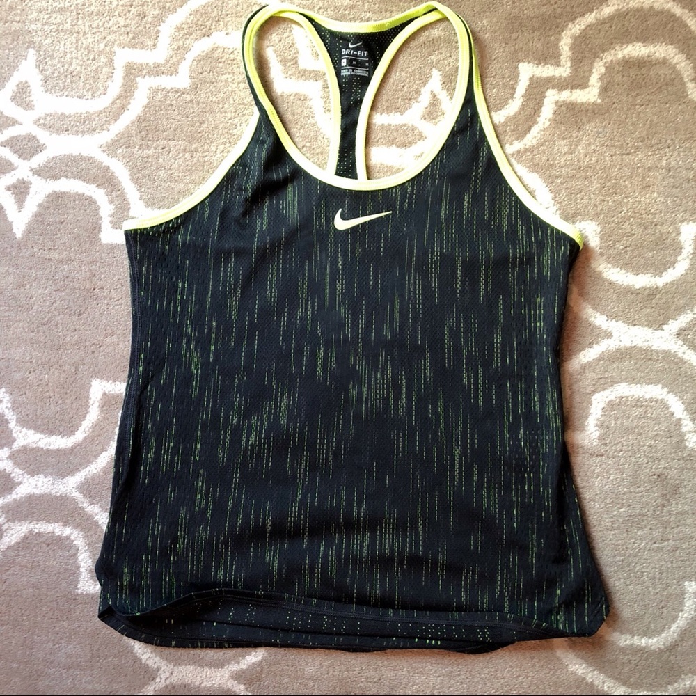 Nike dri-fit tank - black and lime green - size M